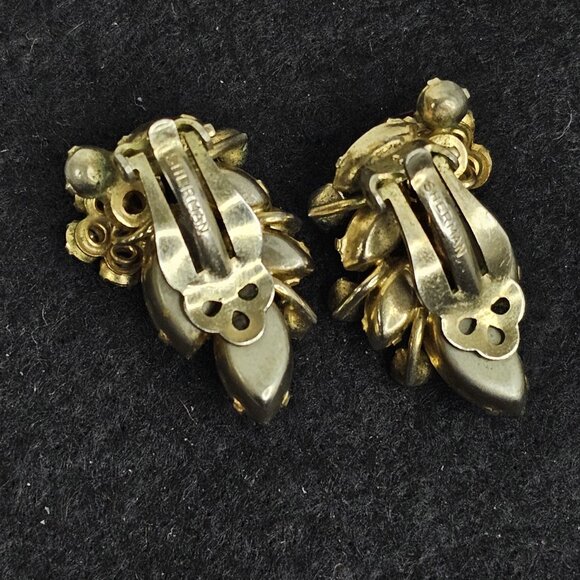 Sherman Earrings Clip On Purple Blue Pair Vintage Signed Stunning - Picture 4 of 11